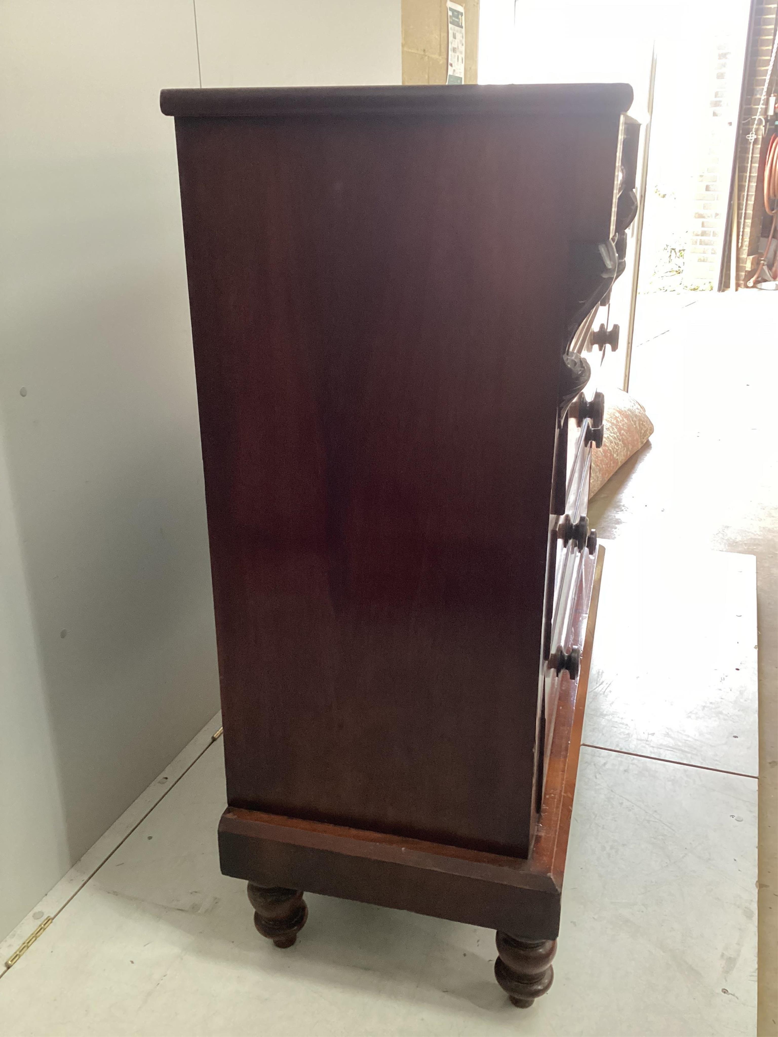 A Victorian mahogany Scottish chest, width 122cm, depth 54cm, height 132cm. Condition - fair to good